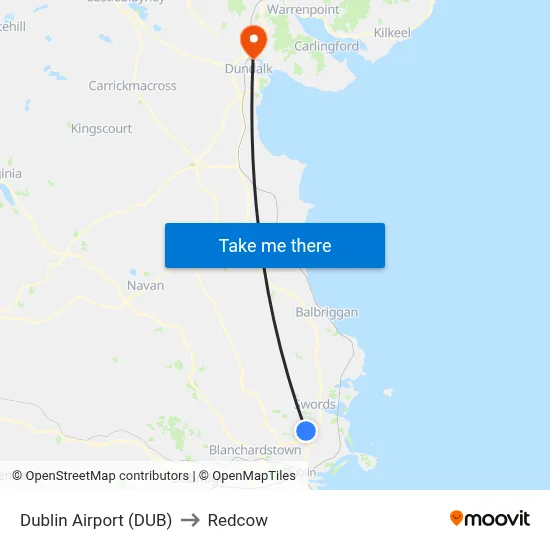 Dublin Airport (DUB) to Redcow map