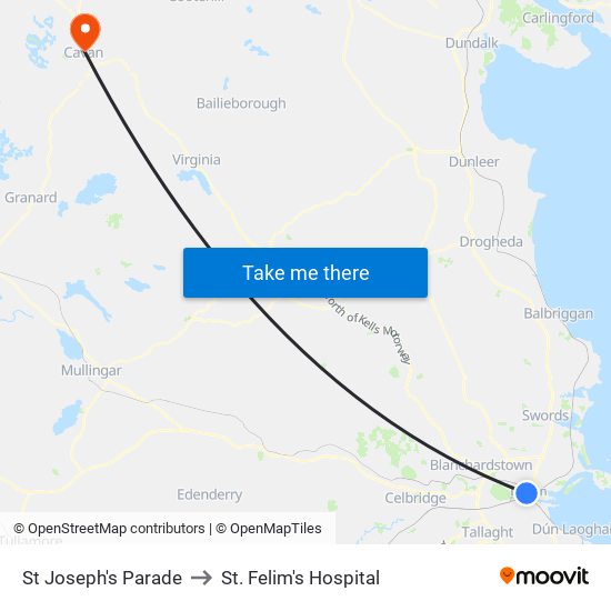St Joseph's Parade to St. Felim's Hospital map