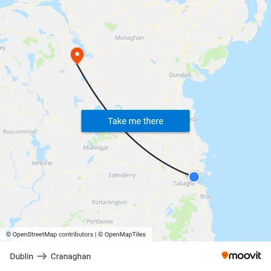 Dublin to Cranaghan map