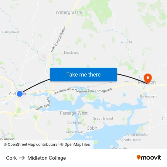 Cork to Midleton College map