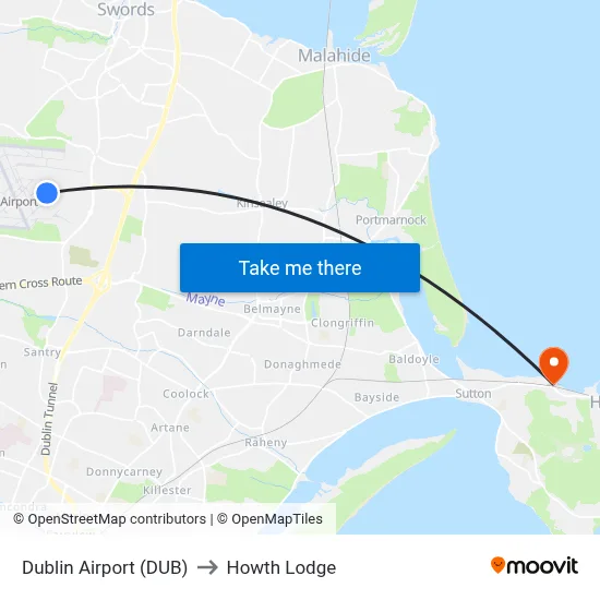 Dublin Airport (DUB) to Howth Lodge map