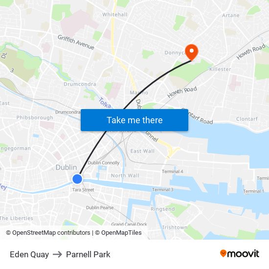 Eden Quay to Parnell Park map