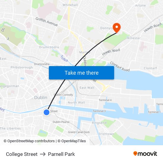 College Street to Parnell Park map
