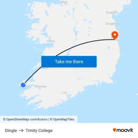 Dingle to Trinity College map