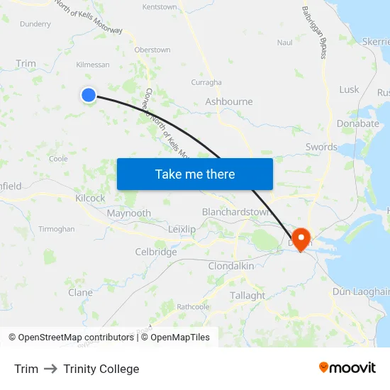 Trim to Trinity College map