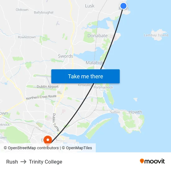 Rush to Trinity College map