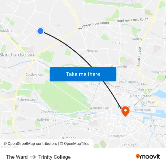 The Ward to Trinity College map