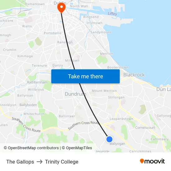 The Gallops to Trinity College map