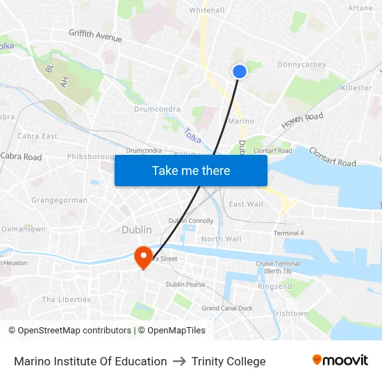 Marino Institute Of Education to Trinity College map