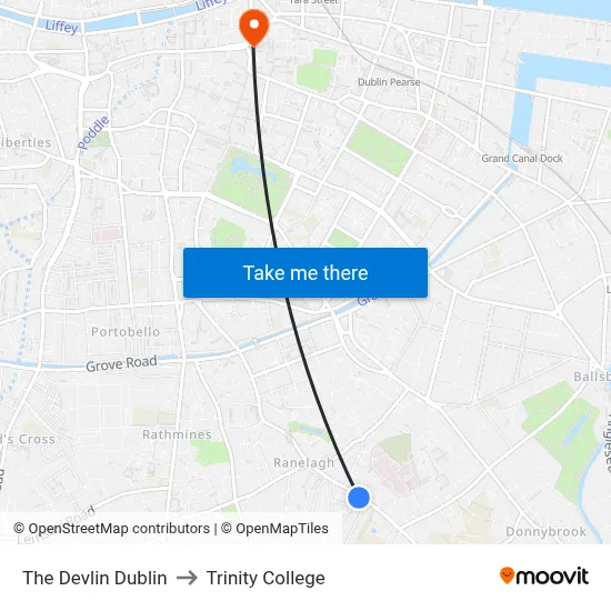 The Devlin Dublin to Trinity College map