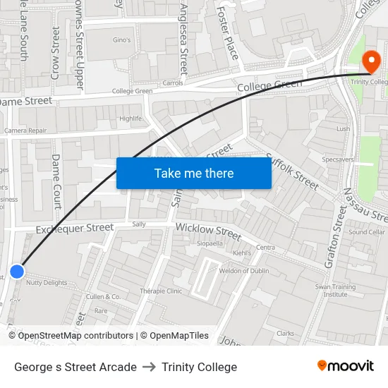 George s Street Arcade to Trinity College map
