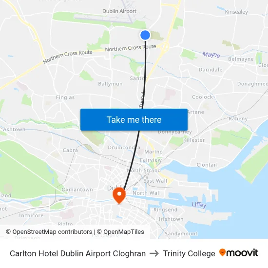 Carlton Hotel Dublin Airport Cloghran to Trinity College map