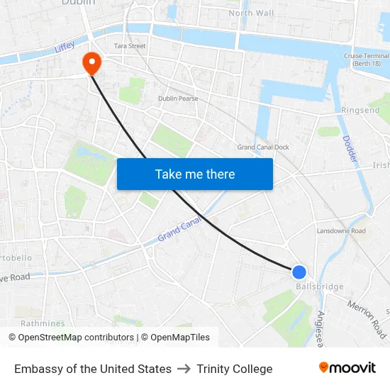 Embassy of the United States to Trinity College map