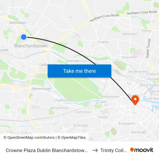 Crowne Plaza Dublin Blanchardstown by Ihg to Trinity College map