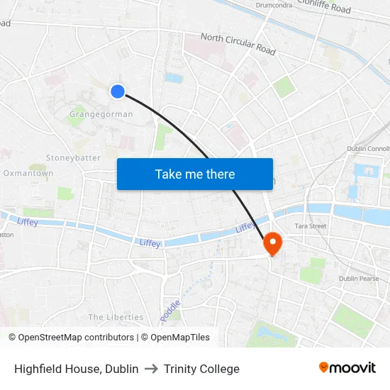 Highfield House, Dublin to Trinity College map