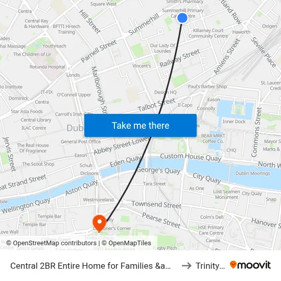 Central 2BR Entire Home for Families &amp; Groups ,Walk to Croke park, Dublin to Trinity College map