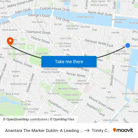 Anantara The Marker Dublin- A Leading Hotel of the World to Trinity College map