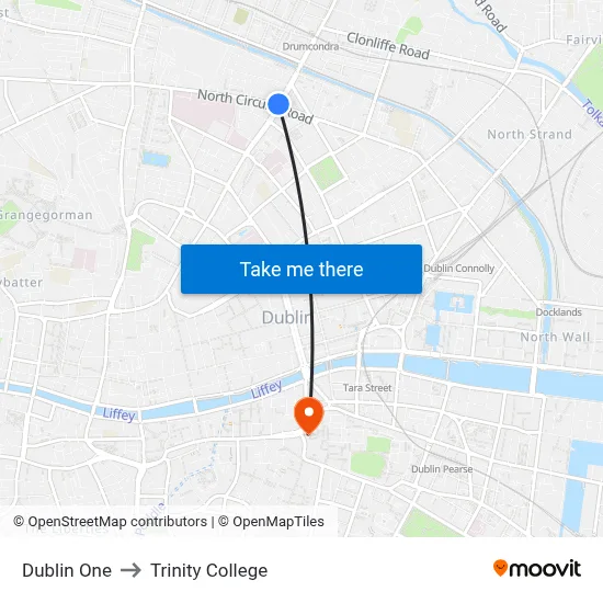 Dublin One to Trinity College map