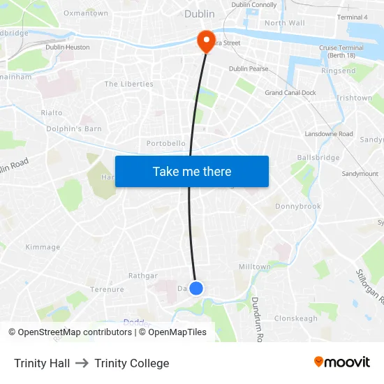 Trinity Hall to Trinity College map