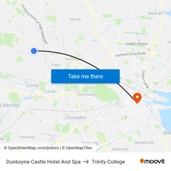 Dunboyne Castle Hotel And Spa to Trinity College map