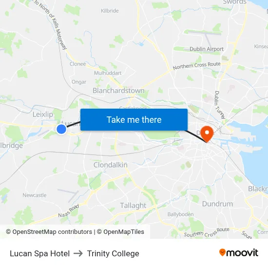 Lucan Spa Hotel to Trinity College map