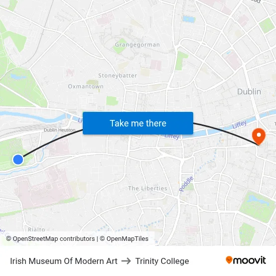 Irish Museum Of Modern Art to Trinity College map