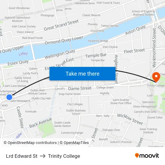 Lrd Edward St to Trinity College map