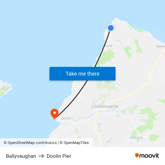 Ballyvaughan to Doolin Pier map