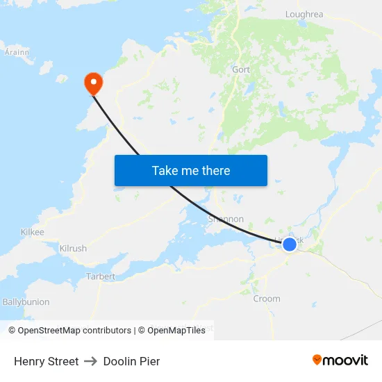 Henry Street to Doolin Pier map