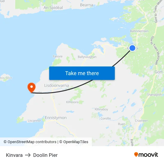 Kinvara to Doolin Pier map