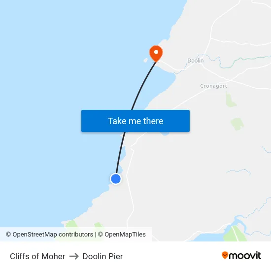 Cliffs of Moher to Doolin Pier map