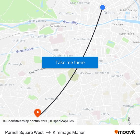 Parnell Square West to Kimmage Manor map