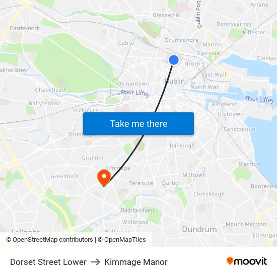 Dorset Street Lower to Kimmage Manor map