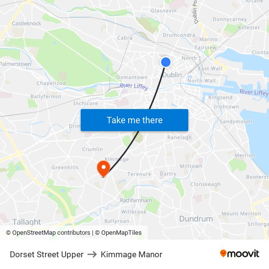 Dorset Street Upper to Kimmage Manor map