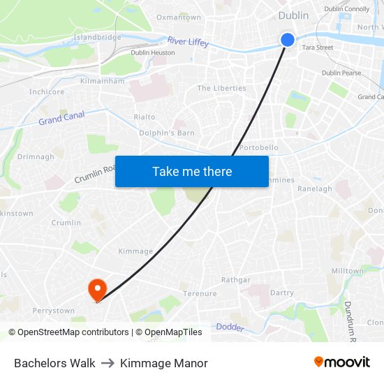 Bachelors Walk to Kimmage Manor map