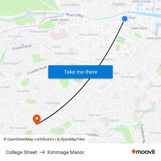 College Street to Kimmage Manor map