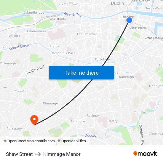 Shaw Street to Kimmage Manor map