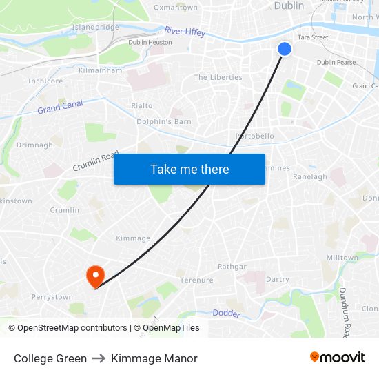 College Green to Kimmage Manor map