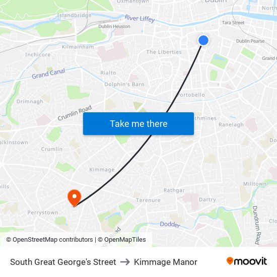 South Great George's Street to Kimmage Manor map