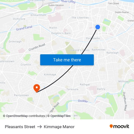 Pleasants Street to Kimmage Manor map