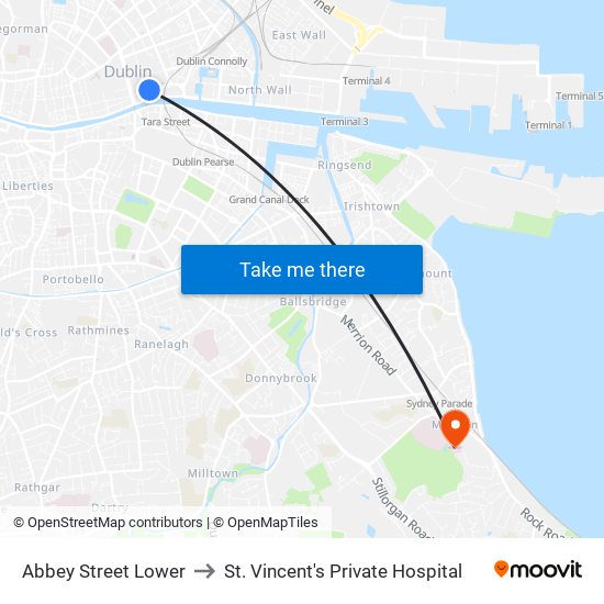 Abbey Street Lower to St. Vincent's Private Hospital map