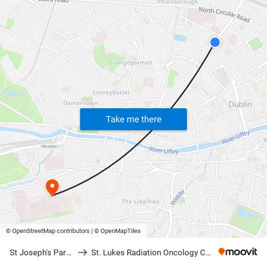 St Joseph's Parade to St. Lukes Radiation Oncology Centre map