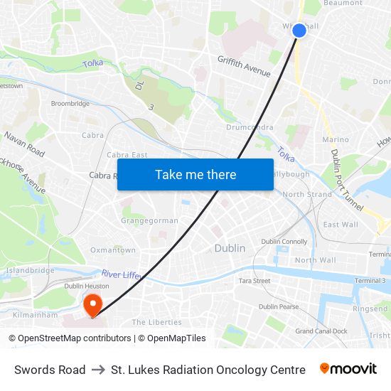 Swords Road to St. Lukes Radiation Oncology Centre map