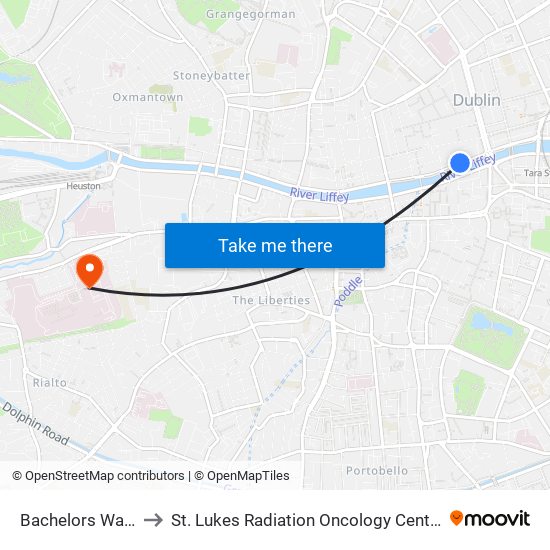Bachelors Walk to St. Lukes Radiation Oncology Centre map