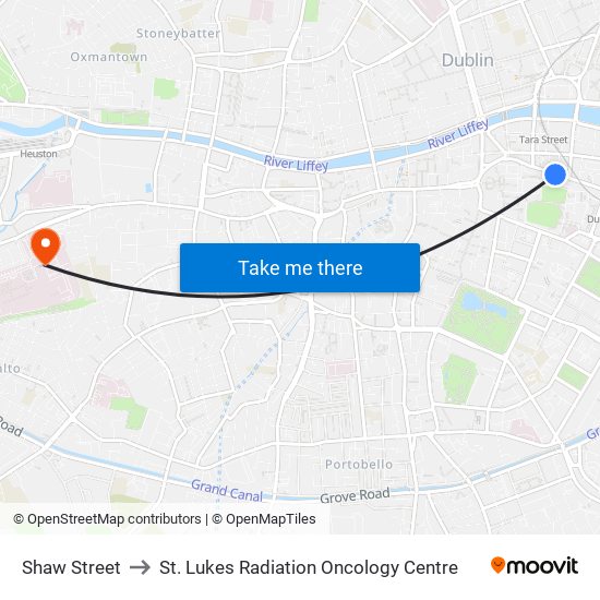 Shaw Street to St. Lukes Radiation Oncology Centre map