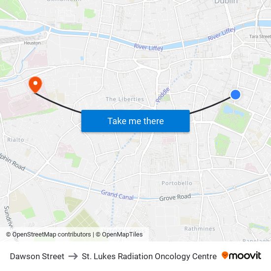 Dawson Street to St. Lukes Radiation Oncology Centre map