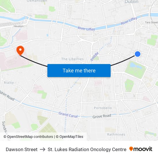 Dawson Street to St. Lukes Radiation Oncology Centre map