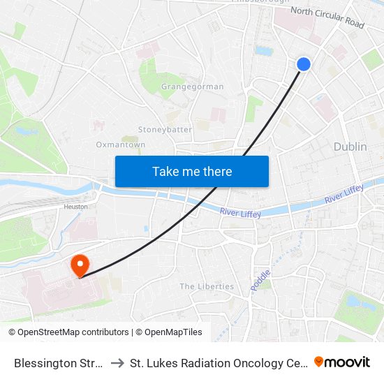 Blessington Street to St. Lukes Radiation Oncology Centre map