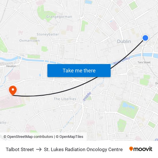 Talbot Street to St. Lukes Radiation Oncology Centre map