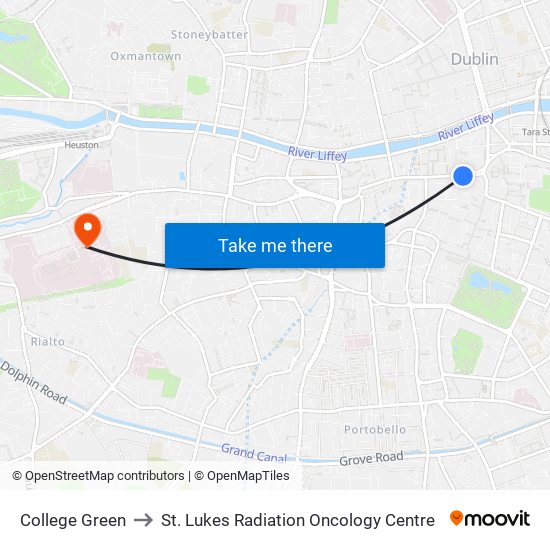 College Green to St. Lukes Radiation Oncology Centre map